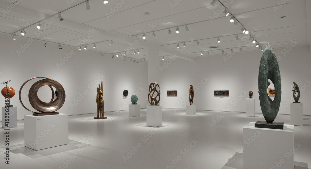Obraz Modern Sculptures in Minimalist Architecture Gallery Buildings and Architectural Design