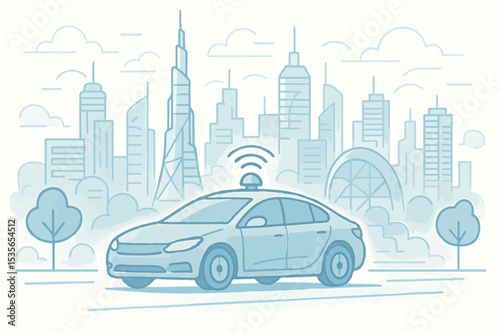Futuristic Self Driving Car Autonomous Vehicle Smart City Transport

