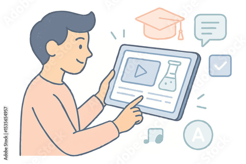 Interactive Learning on Tablet Digital Education Online Study Course

