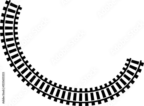 Railway train track vector route. Rail line, subway map, and railroad elements for game UI and graphic design icon set easy to edit. Rail pattern round circular curve railroad path icon