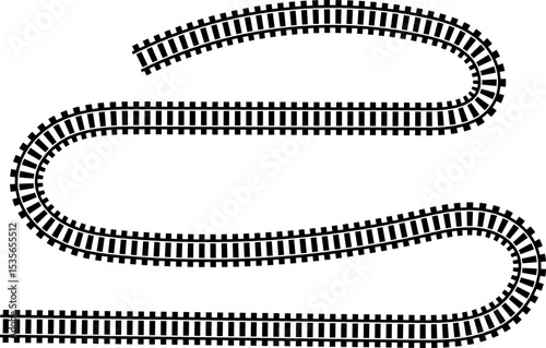 Railway train track vector route. Rail line, subway map, and railroad elements for game UI and graphic design icon set easy to edit. Rail pattern round circular curve railroad path icon