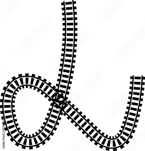Railway train track vector route. Rail line, subway map, and railroad elements for game UI and graphic design icon set easy to edit. Rail pattern round circular curve railroad path icon