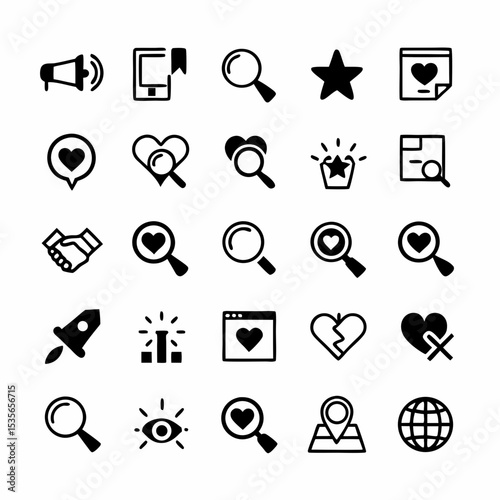 Design a set of vibrant icons for a digital ad campaign, showcasing diverse marketing strategies and online advertising elements.