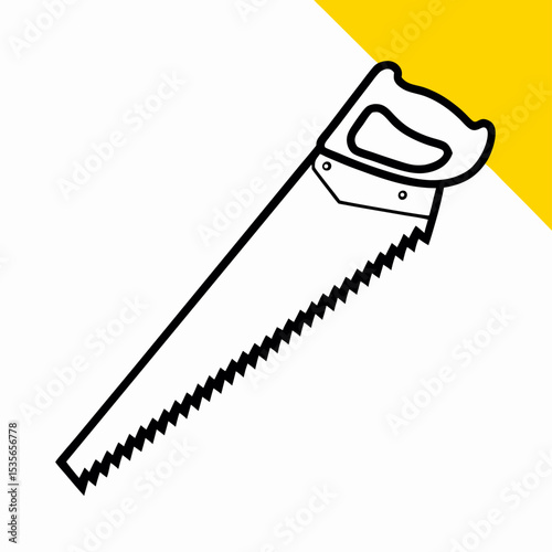Hand Saw Icon, Black and White Illustration
