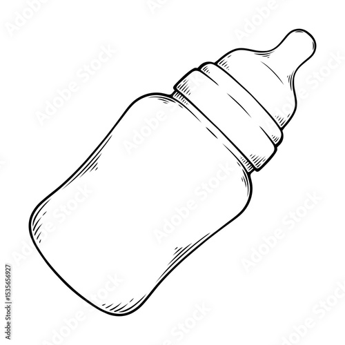 line art drawing illustration of a baby milk bottle