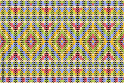 Seamless, multi-colored, square-shaped weave
