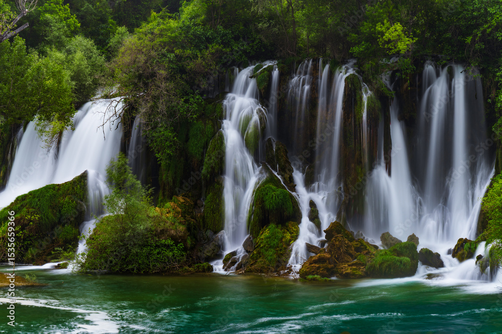Obraz premium Kravica waterfall in Bosnia and Herzegovina. Natural tourist attraction.