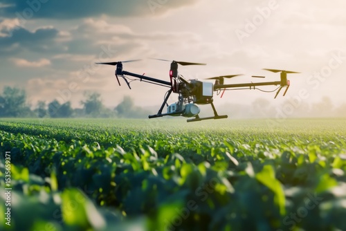 Drone above agricultural field closeup