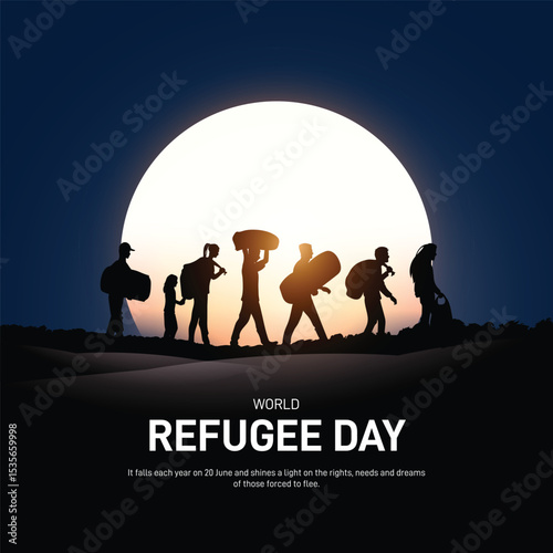 world refugee day 2025. world refugee day creative poster, banner, social media post, postcard, background, backdrop, template, greetings card, web banner, cover design etc.