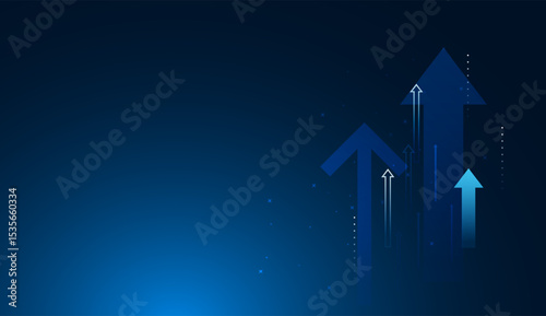 Multiple arrows ascending together represent unity, team progress, and the achievement of key business, and forward momentum. technological growth concept vector illustration