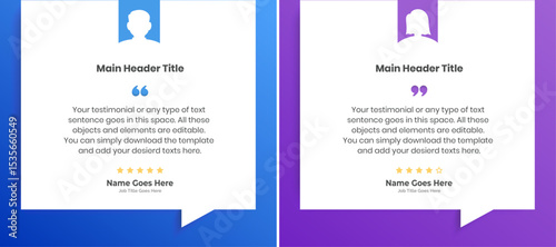 Creative Testimonial Editable Vector template, Empty speech bubbles, What our Clients Say, Quote, Review, Feedback, Infographic Template, Label, text box layout design, recommendation note, rate us
