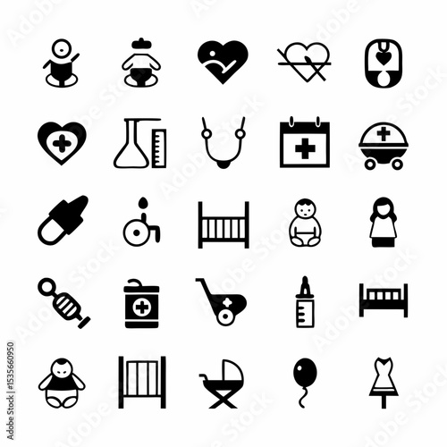 Design a set of diverse and inclusive pregnancy and maternity icons depicting various stages, emotions, and experiences.