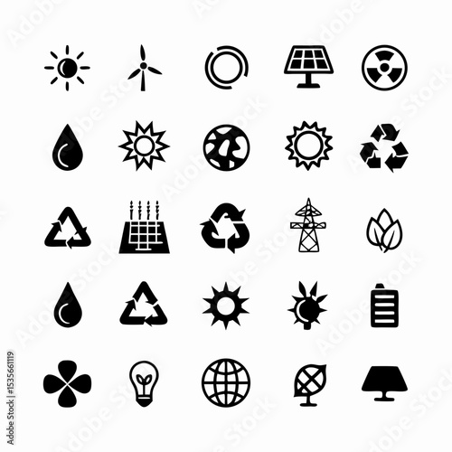 Create a vibrant infographic showcasing diverse renewable energy sources, emphasizing solar power with detailed icons.  Include wind turbines, solar panels, hydro, geothermal.