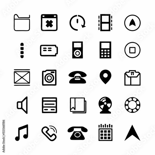 Design a vibrant collection of retro-styled UI interface icons, showcasing a diverse range of functions and actions, in a pixel art or 8-bit style.