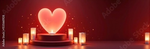 Heart-Shaped Podium with Romantic Candle Lantern Surroundings