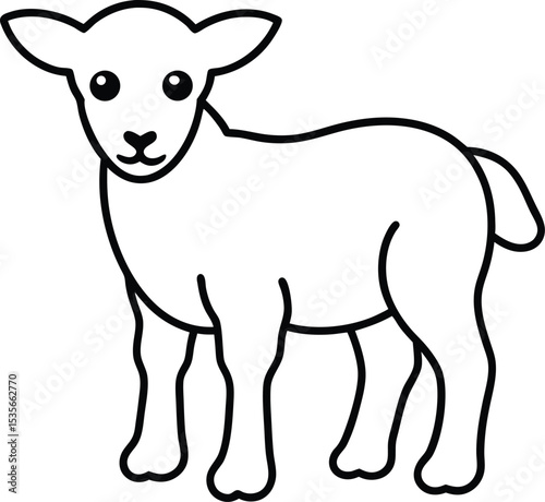 baby sheep icon line art vector illustration on transparent background