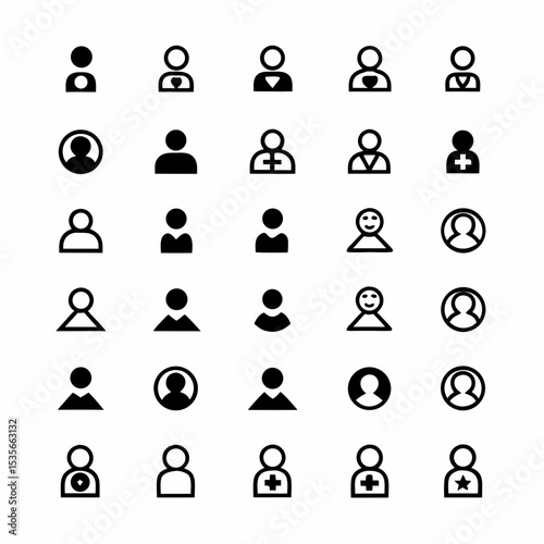 Design a set of diverse user profile and avatar icons, showcasing various genders, ethnicities, and styles.  Include both realistic and cartoonish options.
