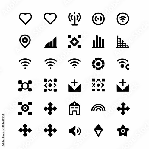 Create a set of diverse Wi-Fi signal strength icons, showcasing varying levels of connection strength from excellent to weak, using a modern and clean design aesthetic.