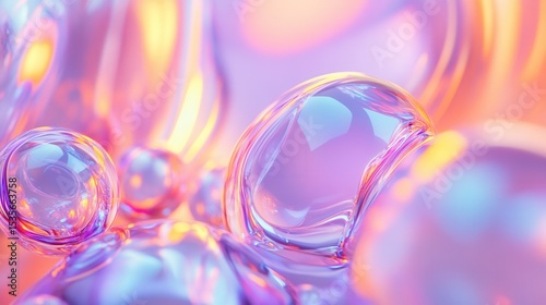 Abstract Spheres with Vibrant Neon Lighting