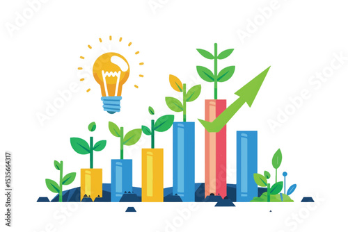 Impact investing and nature friendly or sustainable funding outline concept. Ethical business model with green and environmental goal vector illustration. Financial profit with ecological project.