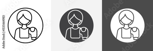 Boxer Woman Icon set vector art