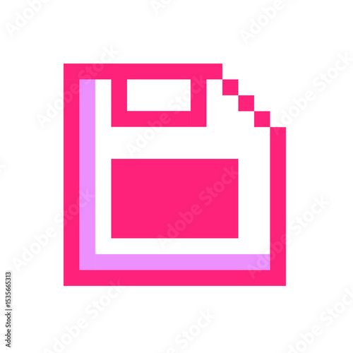 Pink floppy disk pixel icon