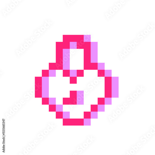 Pink heart lock pixel icon