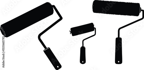 elegant roller brush, paint roller silhouette design.
