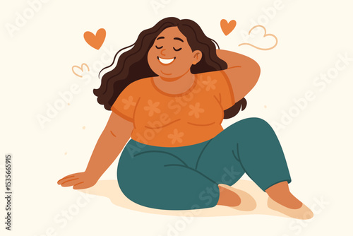 Body Positive Joy Concept Illustration, Diverse Happy People Embracing Self-Love, Confidence, Empowerment, Wellness, and Mental Health Awareness Vector Design