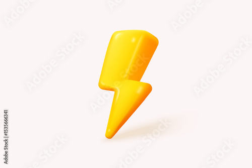 3D thunder bolt icon signs realistic colours. flash lightning, danger and power, symbol of thunderbolt energy. Simple lightning strike emblem. 3d powerful charge icon vector render illustration