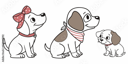 Adorable Puppy Trio Design Perfect for Pet Brands Logos and Children's Products featuring Cute Dog Illustrations