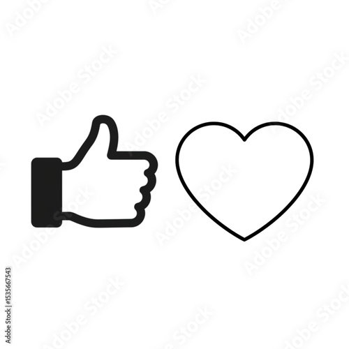 Elegant Thumbs Up and Heart Icons Perfect for Branding Love and Approval Designs