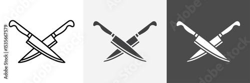 cooking chef knife icon set vector art