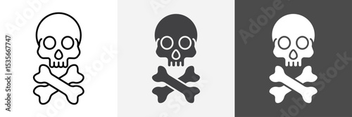 Crossbones skull icon set vector art