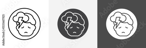 Depression icon set vector art