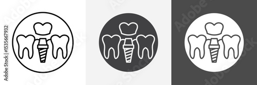 Dental implants icon set vector art