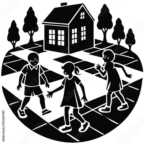 Children walking home from school together