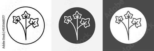 English ivy icon set vector art