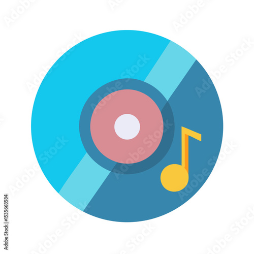 Music Disk – Flat Colored Shape Audio Media Icon

