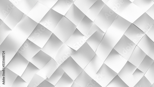 Abstract White Geometric Wall with Raised Cubes and Shadows

