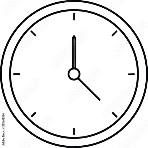 clock icon line art vector illustration on transparent background