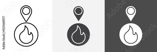 fire location icon set vector art