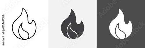 Flame fire icon set vector art