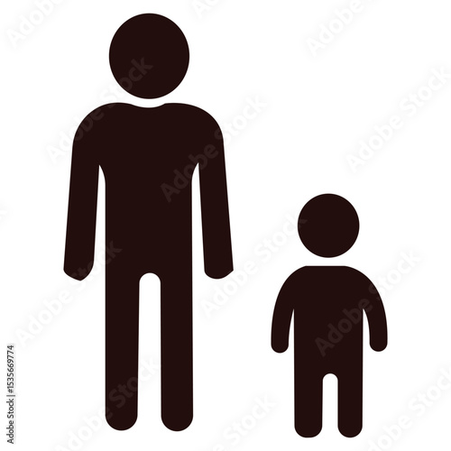Iconos de adultos y niños en negro sobre fondo blanco