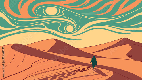 Desert Wanderer Abstract Art Print Scalable Design for Branding and Logos