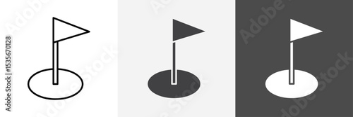 golf flag and ball icon set vector art