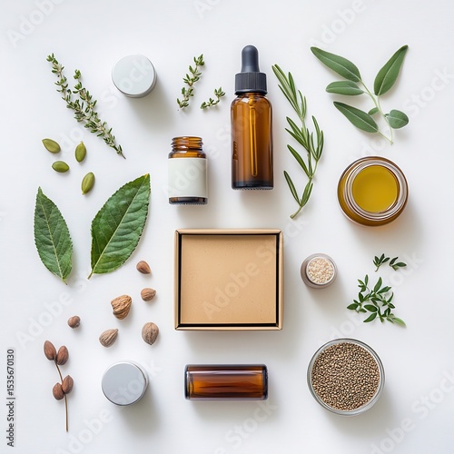 Natural cosmetic product mockup isolated on white background