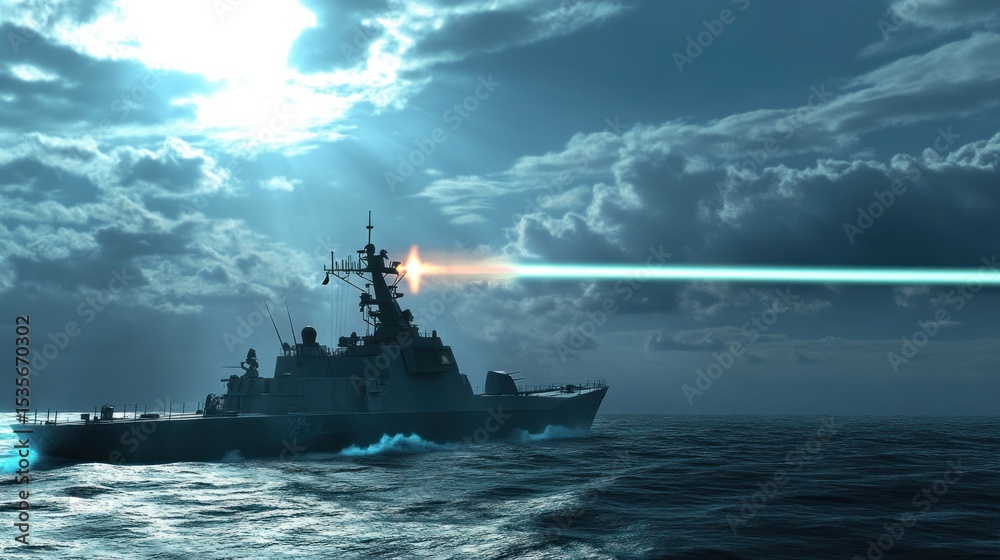 Naval Vessel Firing Laser Weapon Naval Vessel Firing Laser Weapon