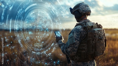 Soldier uses tech in field