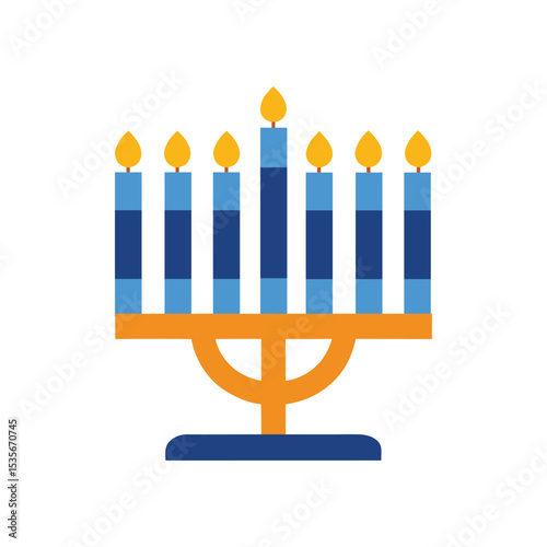 Colorful Hanukkah lamp vector art illustration